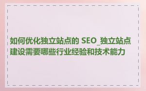 如何优化独立站点的 SEO_独立站点建设需要哪些行业经验和技术能力