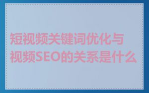 短视频关键词优化与视频SEO的关系是什么