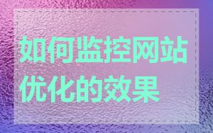 如何监控网站优化的效果