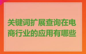 关键词扩展查询在电商行业的应用有哪些