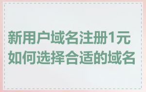 新用户域名注册1元如何选择合适的域名