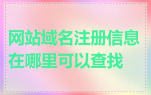 网站域名注册信息在哪里可以查找