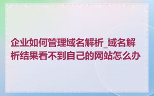 企业如何管理域名解析_域名解析结果看不到自己的网站怎么办