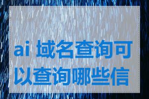 ai 域名查询可以查询哪些信息