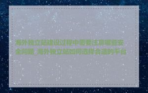 海外独立站建设过程中需要注意哪些安全问题_海外独立站如何选择合适的平台