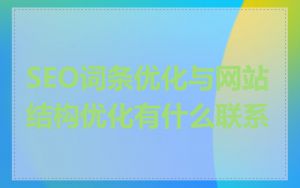 SEO词条优化与网站结构优化有什么联系