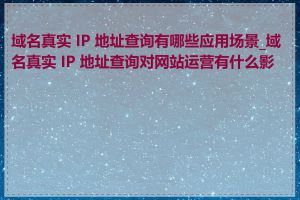 域名真实 IP 地址查询有哪些应用场景_域名真实 IP 地址查询对网站运营有什么影响