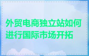 外贸电商独立站如何进行国际市场开拓