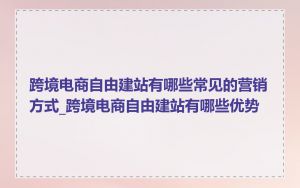 跨境电商自由建站有哪些常见的营销方式_跨境电商自由建站有哪些优势