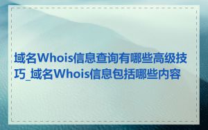 域名Whois信息查询有哪些高级技巧_域名Whois信息包括哪些内容