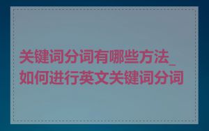 关键词分词有哪些方法_如何进行英文关键词分词