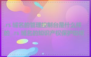 .rs 域名的管理控制台是什么样的_.rs 域名的知识产权保护如何