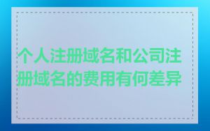 个人注册域名和公司注册域名的费用有何差异