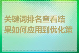 关键词排名查看结果如何应用到优化策略