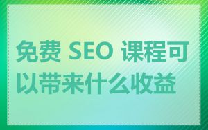 免费 SEO 课程可以带来什么收益