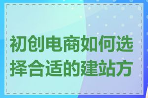 初创电商如何选择合适的建站方式