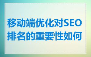 移动端优化对SEO排名的重要性如何