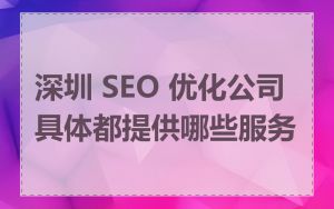 深圳 SEO 优化公司具体都提供哪些服务