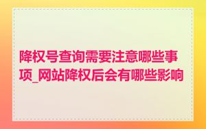 降权号查询需要注意哪些事项_网站降权后会有哪些影响