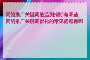 网络推广关键词的监测指标有哪些_网络推广关键词优化的常见问题有哪些