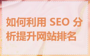 如何利用 SEO 分析提升网站排名