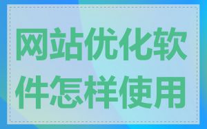 网站优化软件怎样使用