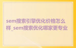 sem搜索引擎优化价格怎么样_sem搜索优化哪家更专业