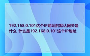 192.168.0.101这个IP地址的默认网关是什么_什么是192.168.0.101这个IP地址