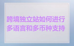 跨境独立站如何进行多语言和多币种支持