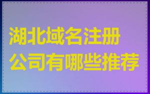 湖北域名注册公司有哪些推荐