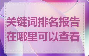 关键词排名报告在哪里可以查看