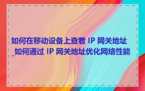 如何在移动设备上查看 IP 网关地址_如何通过 IP 网关地址优化网络性能