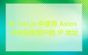 在 Vue.js 中使用 Axios 如何获取用户的 IP 地址