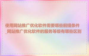 使用网站推广优化软件需要哪些前提条件_网站推广优化软件的服务等级有哪些区别