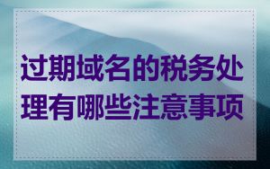 过期域名的税务处理有哪些注意事项