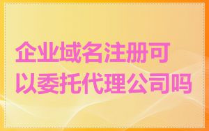 企业域名注册可以委托代理公司吗