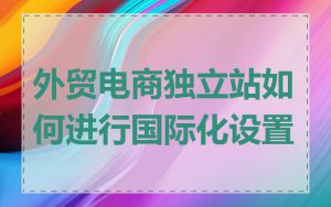 外贸电商独立站如何进行国际化设置