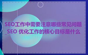 SEO工作中需要注意哪些常见问题_SEO 优化工作的核心目标是什么