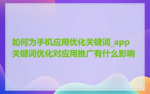 如何为手机应用优化关键词_app 关键词优化对应用推广有什么影响