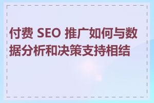 付费 SEO 推广如何与数据分析和决策支持相结合