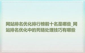 网站排名优化排行榜前十名是哪些_网站排名优化中的死链处理技巧有哪些