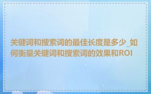 关键词和搜索词的最佳长度是多少_如何衡量关键词和搜索词的效果和ROI