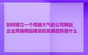 如何建立一个高端大气的公司网站_企业高端网站建设的发展趋势是什么