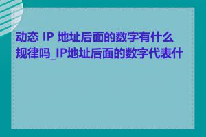 动态 IP 地址后面的数字有什么规律吗_IP地址后面的数字代表什么