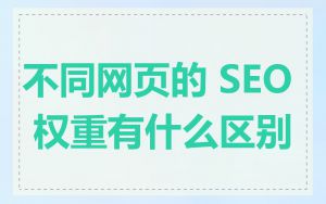 不同网页的 SEO 权重有什么区别