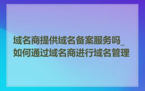 域名商提供域名备案服务吗_如何通过域名商进行域名管理