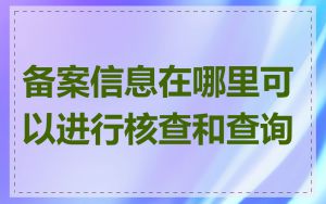 备案信息在哪里可以进行核查和查询