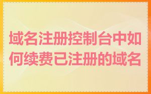 域名注册控制台中如何续费已注册的域名