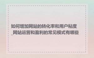 如何增加网站的转化率和用户粘度_网站运营和盈利的常见模式有哪些