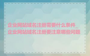 企业网站域名注册需要什么条件_企业网站域名注册要注意哪些问题